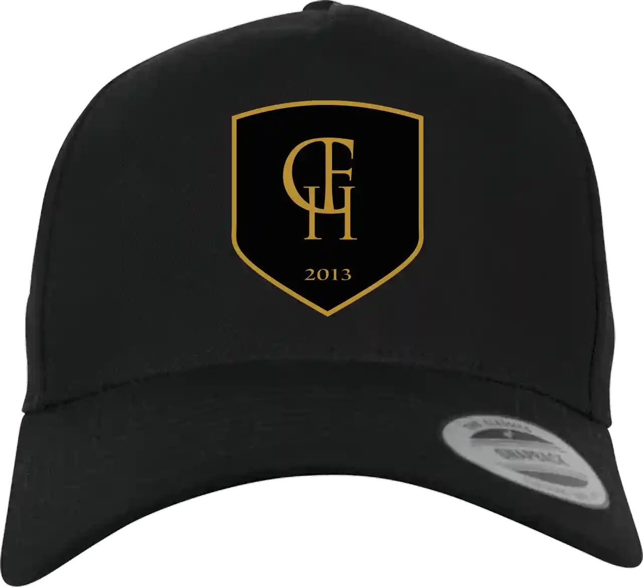 Basecap 5 Panel All Black Wappen